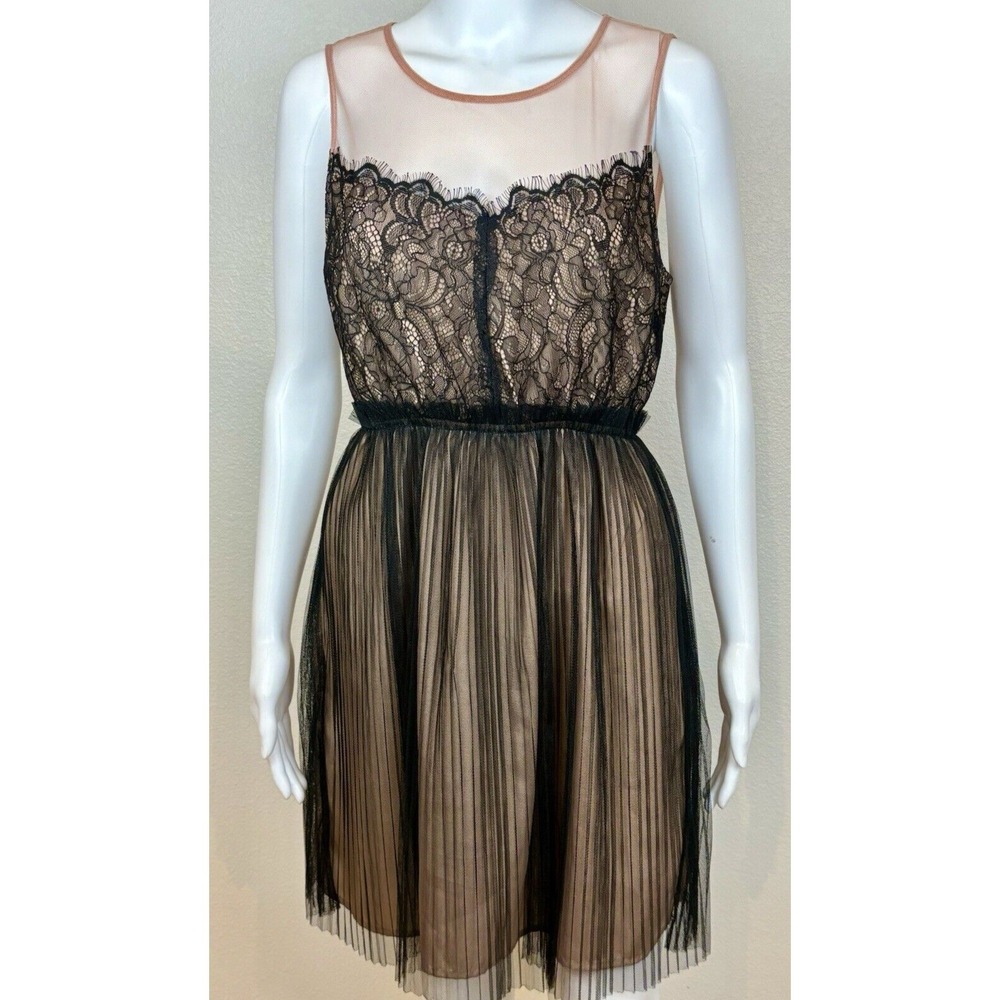 Sleeveless Pink & Black Lace Overlay Mesh Whimsigoth Dress‎ Size M Romance Fairy